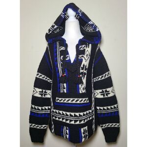NWT|Polo Ralph Lauren x Manos Del Uruguay Blue Baja Aztec Sweater, LARGE